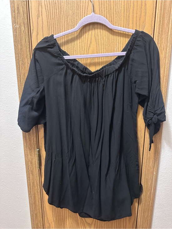 Ella Tops - Ella Black Off-Shoulder Peasant Tunic